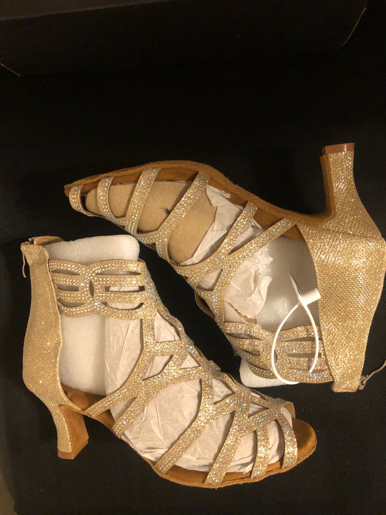 Danceandsway Gold Rhinestone Gladiator Cage Dance Heels 8.5 — image 3 of 7